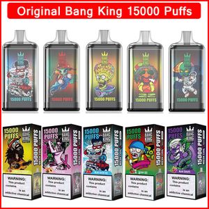 Bang King 15000 Puffs Vape E Cigarrillos desechables 25 ml Pod precargado 650 mah Batería recargable 0/2/3/5% 12 sabores