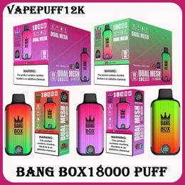 Bang King 18000 Puffs E-Zigaretten Puff 18K 15K 12K Einweg-Vape Dual Mesh Coil wiederaufladbare Vapers Pantalla inteligente 0% 2% 3% 5% Vapes