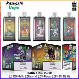 Bang King Puff 15000 15K Puffs Disposable Vape Authentieke elf Box Vapers Mesh spoel Oplaadbare elektronische sigaretten 0% 2% 3% 5% 10 SMAVBOREN PENSYSTEEM