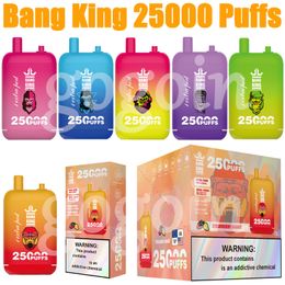 Bang King Puff 25K 25000 Puffs Vapes Desechables E Cigarrillos 0% 2% 3% 5% 23ml+23 ml POD DUAL PRED DUAL MEHA 650MAH Batería recargable Dispositivo de pluma