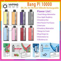 Bang PI 10000 Bladerdeeg Wegwerp 10k E-sigaretten 15 ml Voorgevulde peulen Mesh Coil 500mAh Batterij 10 smaken Elektronische sigaret 0% 2% 3% 5% Rookwolken 10K Vape Pen