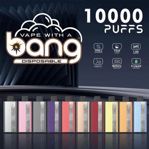 Bang PI10k Puffs Dispositif à dosettes jetables Pré-rempli 15 ml d'huile Pod Batterie rechargeable 500 mAh avec port de charge de type C 10 000 PUFFS Barres de bâton de stylo vaporisateur