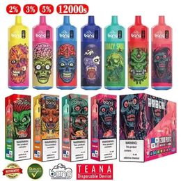 Original Bang Tornado 12000 Puffs Puff 12K Stylo Vape jetable Bobine de maille Cigarettes électroniques LED Lumières 0% 2% 3% 5% 12 Saveurs 20ML 650mah indechable vs Randm Tornado 12K