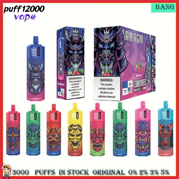 Bang Tornado Puff 13K 13000 Puffs Desechable Vape Pen Mesh Coil E Cigarrillos Kit 23ml Carros de vaina precargados Batería recargable de 650 mAh Luces de color RGB Vaper