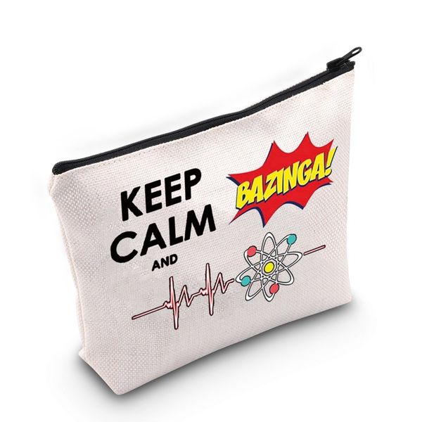 Bang TV Show Cosmetic Make Up Bag Bag Leonard et Sheldon Fans Inspiré Gift Keep Calm and Bazinga Makeup Zipper Pouch Bag For W