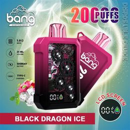 Bang Vape With Disposable 20000 Puffs Vape Pen Choisissez 12flavors 0% 2% 3% 5% Écran LCD Double coiffeur E-cigarettes