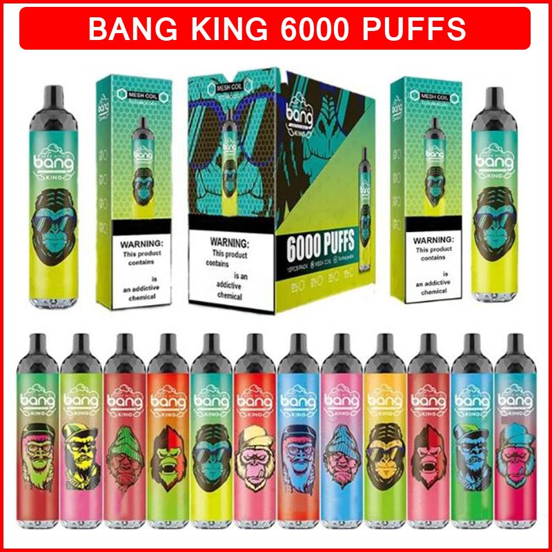 Kit pod originale per sigaretta elettronica monouso Bang King 6000 Mesh Coil 6000 soffi 850mAh Batteria ricaricabile preriempita Cartuccia da 14 ml Penna Vape Stick