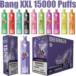 Bang XXL 15000 Puffs Cigarettes électroniques jetables Vape Puff 15k 0% 2% 3% 5% 24 ml Bobine de maille de pod préremplie 500 mah Stylo rechargeable Vaper Débit d'air réglable