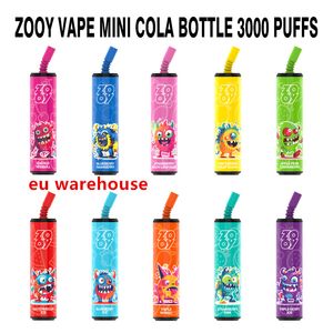 Entrepôt de l'UE Zooy Cola 3000 bouffées de cigarettes jetables 800mAh Batterie pré-remplie 6 ml Pod 2000 bouffées XXtra Kits Vape Pen VS Bar Plus XL Randm Dazzle Pro