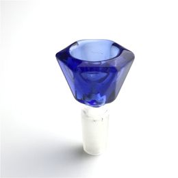 14mm 18mm Mâle Bleu Bol En Verre À Facettes Avec Narguilé Hexagone Haut Épais Pyrex Fumer Bong Bols Conduites D'eau