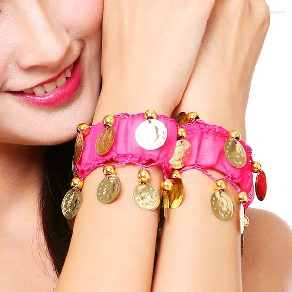 Brazalete 1 par de pulseras de danza del vientre con monedas, puños de tobillo para mujeres y niñas, accesorios de disfraz de gasa gitana