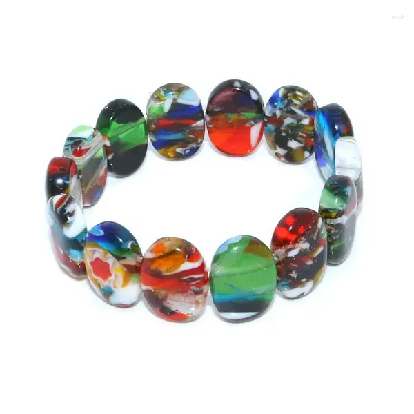 Bracelet 1 PCS Mode Verre Murano Floral Ellipse Lampwork Couleur Fleur Bracelet Pour Les Femmes Parti Articles Cadeaux