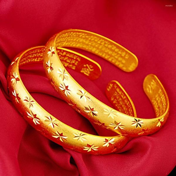 Brazalete, 1 pieza, brazalete tallado en estrella, joyería sólida para mujer, regalo femenino relleno de oro amarillo