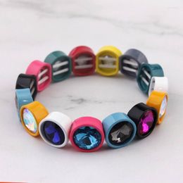 Bracelet 10 MM ZWPON petit point peinture verre cristal élastique Bracelets Bracelets pour femme 2023 automne rond breloque bijoux