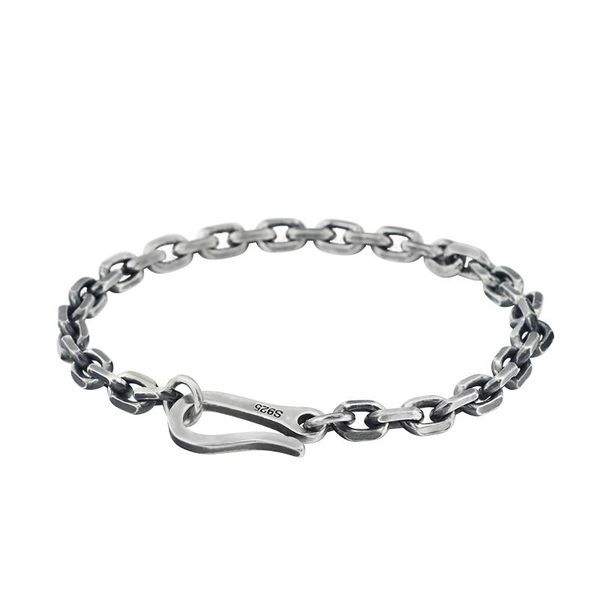 Brazalete 100% 925 pulsera de plata esterlina Rolo Link cadena de acera joyas de plata tailandesa hombres mujeres pareja regalo de 4 mm de 5 mm de ancho