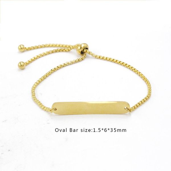 Bracelet 100% en acier inoxydable, barre vierge pour gravure de nom en métal, Bracelet réglable, vernis miroir, vente en gros, 5 pièces