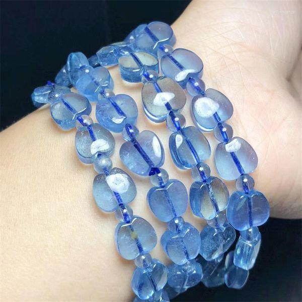 Brazalete de manzana de aguamarina Natural de 10M, pulsera de cristal azul para curación de Reiki, piedras preciosas de alta calidad, regalo de joyería de moda, 1 Uds.