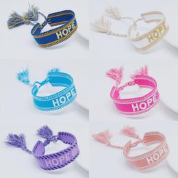 Bracelet 10pcs 2022 lettre chaude espoir broderie tissu bracelets pour femmes filles à la main charme wrap bracelet boho bijoux en gros