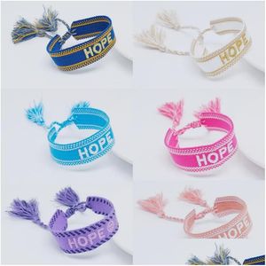 Bangle 10 stcs 2022 Letter Hope borduurwerkstofarmbanden voor vrouw