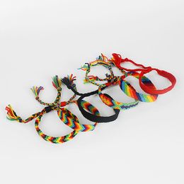 Bracelet 10 pièces corde de coton fait à la main ethnique coloré Boho chanceux amitié surfeur Bracelet pour homme femmes unisexe bijoux