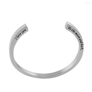 Bangle 10pcs/lot Custom grave Ik hou van je tot de maan en rug roestvrijstalen armband Memorial Jewlery Cremation Urns Keepsake