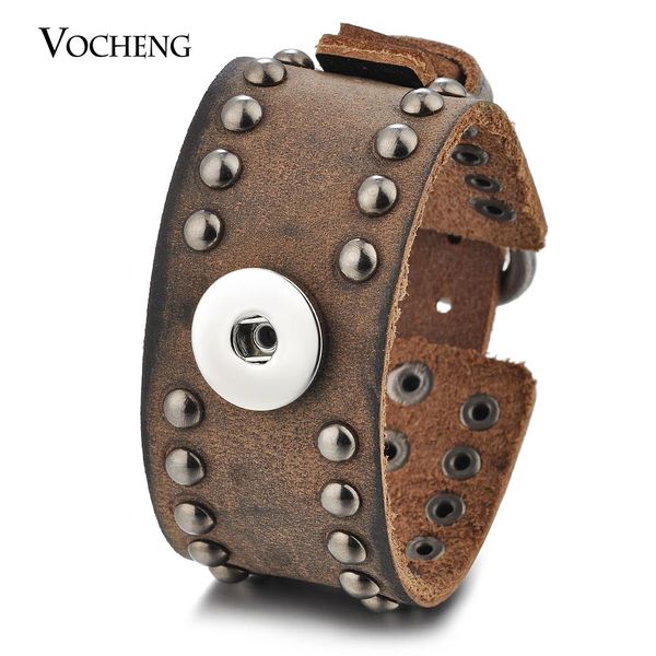 Brazalete 10 unids/lote pulsera de cuero con dijes a presión para botón de 18mm Vocheng joyería intercambiable estilo remache NN593 * 10