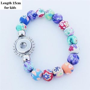 Brazalete 12 Unids / lote Flor Multicolor Polímero Fimo Arcilla Pulsera de Cuentas 12 mm Botón a Presión Niños Niñas Pulsera Estiramiento Joyería al por mayor