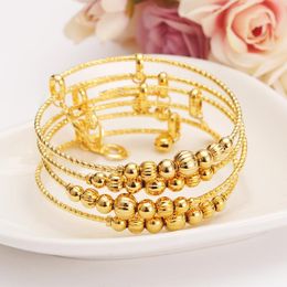 Brazalete 12 unids Dubai India Charm Pulsera para mujeres Cuentas de oro Linda campana Niños Niñas Cadena de mano Joyería Tobilleras Regalo árabe