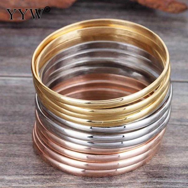 Bangle 12 pièces/lot Style romain bracelet en acier inoxydable or Rose couleur or Bracelets à breloques pour femmes bracelets larges Bracelets femmes G230210