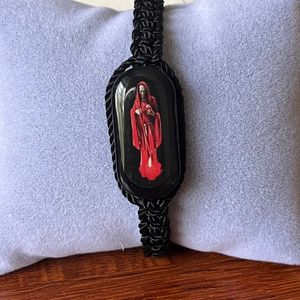 Bracelet 12 pièces Bracelet à cordes pendentif crâne de mort rouge bracelet fait main réglable pour prier 230824