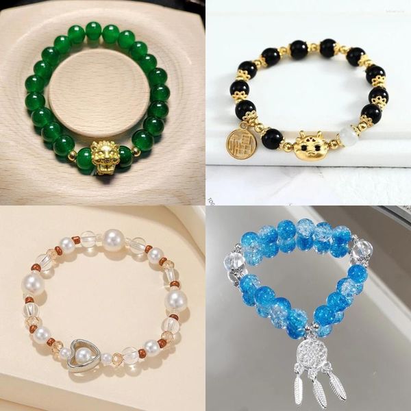 Brazalete 14 Estilos 2024 Año Pulseras Zodiaco Dragón Pulsera con cuentas Adornos de mascota Símbolo de la suerte Amistad Bendición Joyería Regalos