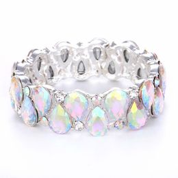 Bracelet 16 Couleurs Élégant Cristal Manchette Bracelets Tear Drop Bracelet Femmes Stretch Bracelet Indien De Mariée Costume De Mariage Bijoux Fille Cadeaux 230616