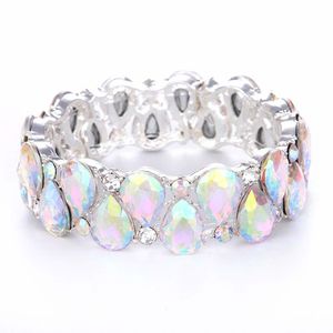 Brazalete 16 colores Elegante brazalete de cristal Brazaletes Pulsera de gota de lágrima Mujeres Brazalete elástico Indio Nupcial Traje de boda Bisutería Regalos para niñas 230616