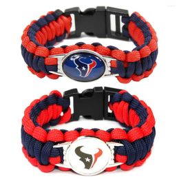 Brazalete 18 25 mm Glass Football Charms Pulsera de ganado Paracord Supervivencia trenzada Ropio Sports Brazaletes Joyas de bricolaje