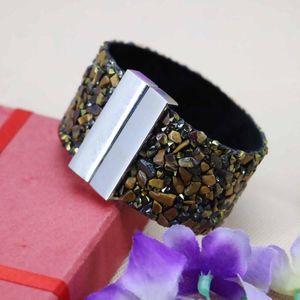 Bangle 19 3,3 cm Fashion Yellow Tigers Eyes Losse kralenarmbanden Brace Lace Pulsera Dames Girls Geschenken Hand ornamenten