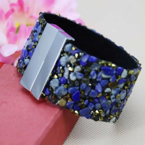 Bracelet 19 3,3 cm lapis irrégulier lazuli perles en vrac bracelets accolade en dentelle pulsera femmes filles cadeaux ornements accessoires