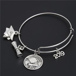 Braccialetto 1pc 2023 lega di metallo giorno di laurea regalo braccialetto per studente notebook penna diploma charms scuola laureato gioielli