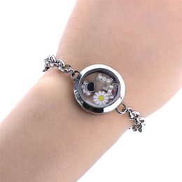 Bracelet 1pc 25mm Bracelet pour femmes amulettes flottantes médaillon verre rond mémoire vivante Femme acier inoxydable bijoux cadeau