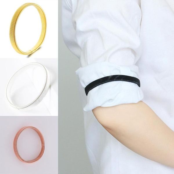 Brazalete 1PC Calentador de brazo Camisa Soporte de manga Metal Antideslizante Pulseras elásticas Estiramiento Brazalete Largo para hombre Mujer