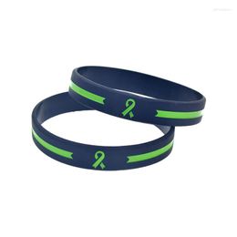 Bracelet 1pc Ligne Verte Avec Ruban Cancer Bracelet En Silicone Bracelet En Caoutchouc Noir