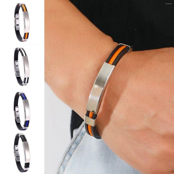 Brazalete 1 unid hombres pulsera de moda pulsera de tejido de acero inoxidable para mujeres de energía regalo de joyería de metal de moda