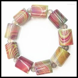 Bangle 1pc Natural Gem Stone Heren Bracelets Krachtige originele kleuren Durm -vormen voor fitnessfeestoefening