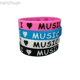 Brazalete 1 pieza nuevo diseño lleno de tinta I Love Music pulsera de silicona para fanáticos de la música pulseras de goma de silicona brazaletes mujeres hombres regalo SH320 ldd240312