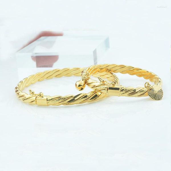 Brazalete 1pcs 6mm Mujeres Madre Lindo Bebé Amarillo Oro Color Brazaletes