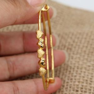 Bangle 1 stks Koper Baby Bangles Bruiloft Gift Liefde 24 K Hart Goud Kleur Dubai Afrika Armbanden Saudi Arabische Armband Dames Meisjes Sieraden