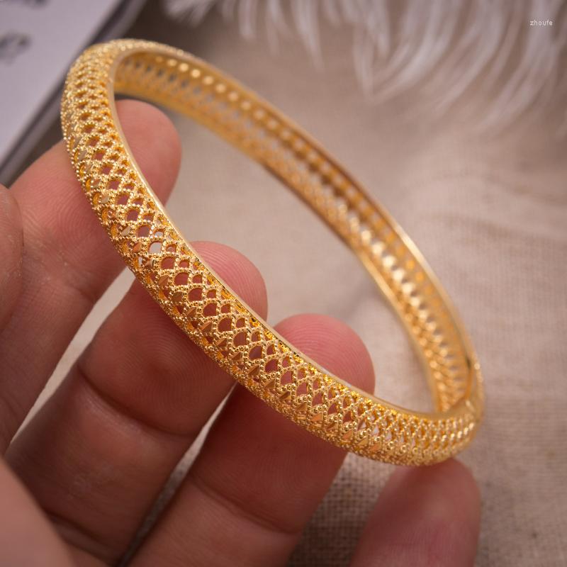 Bangle 1Pcs/lot Gold Color Copper Bracelet For Women Bracelets Man Ethiopia Africa India Dubai Jewerly Gift