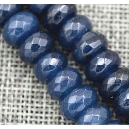 Bracelet 1pcs Natural 6x10 mm Facet Blue bleu saphir Abacus Gems Perles lâches 15 ''