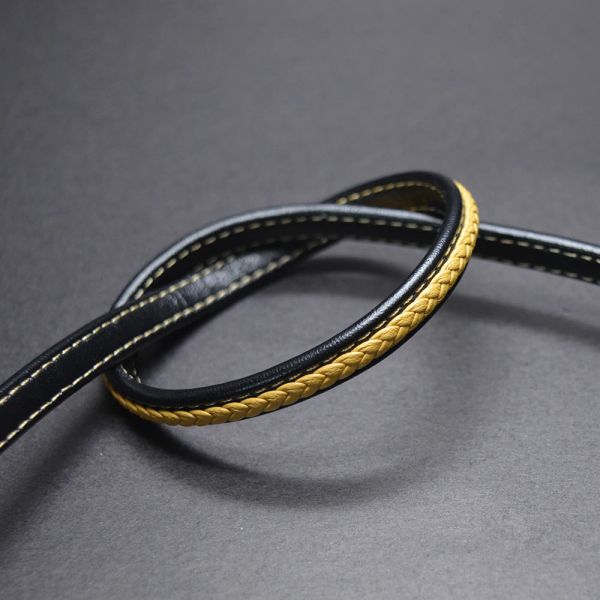 Bracelet 2 mètres/lot 8*5mm noir jaune tressé Ed cordons en cuir pour Bracelets Bracelets bijoux vente chaude prix d'usine Promotion