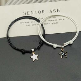 Bracelet 2 pièces/ensemble nouveaux bracelets de mode pour couples cordes noires et blanches bracelet étoile pour femmes et hommes bracelets appariés cadeaux pour les amoureux 240319