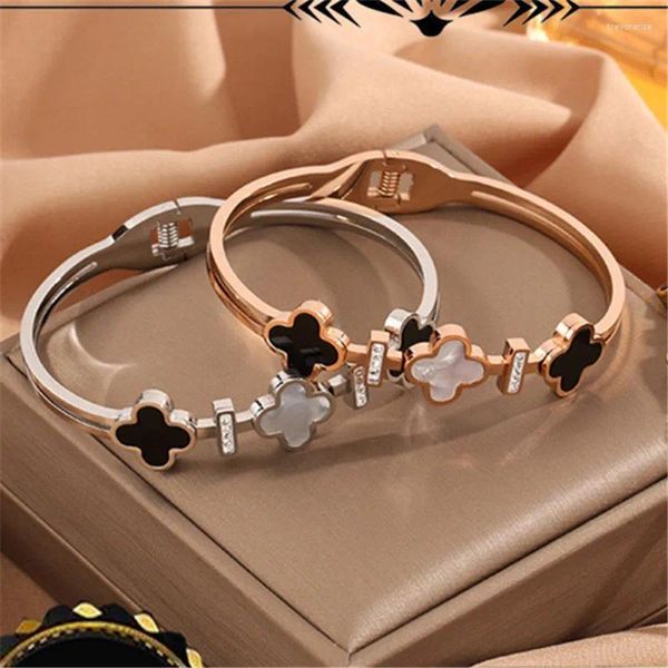 Bracelet 2 pièces à vendre, coque en or Rose et acier titane, technologie galvanisée, accessoires de mode pour femmes